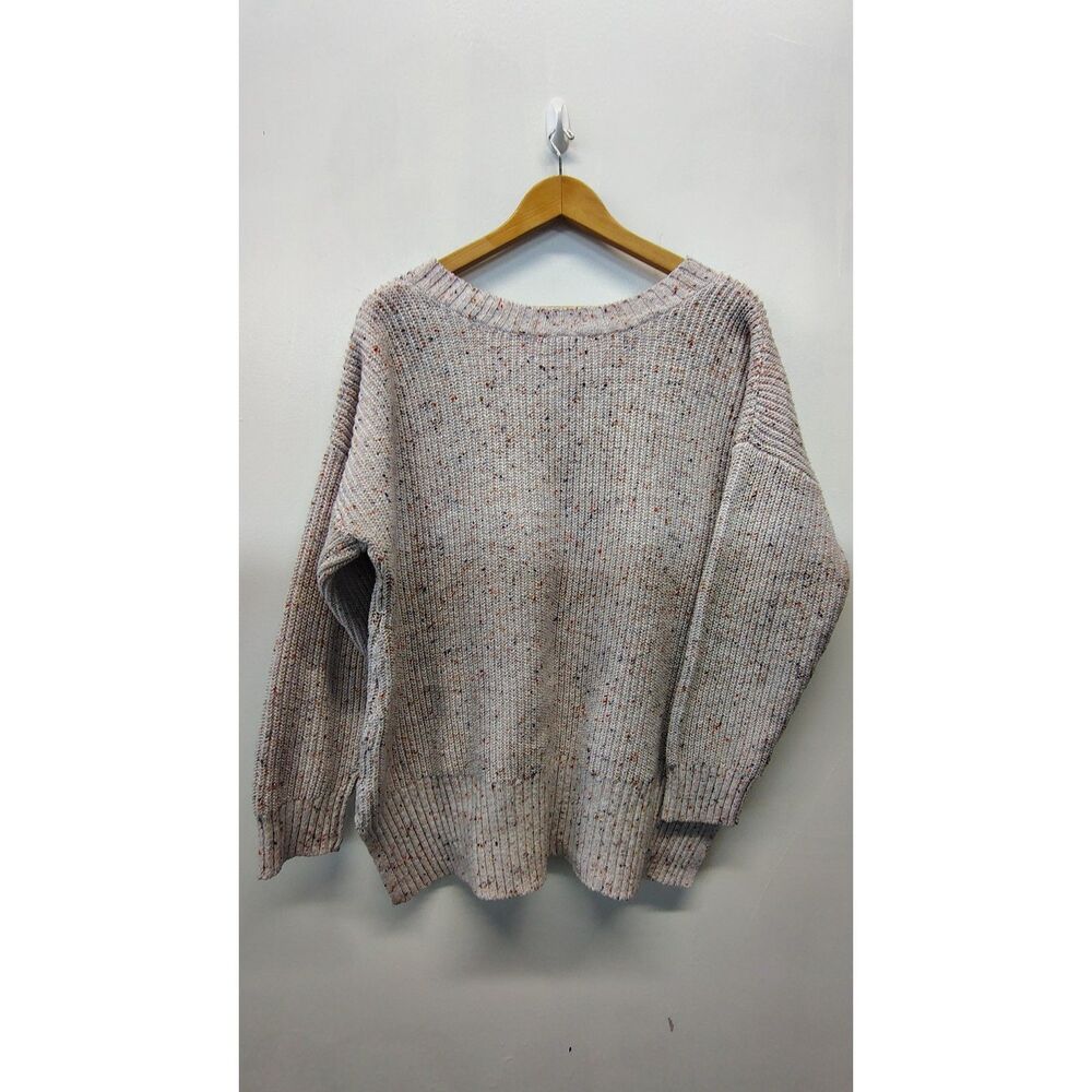 Westbound White colorful delicate speckle V-neck Knit sweater - Picture 2 of 5